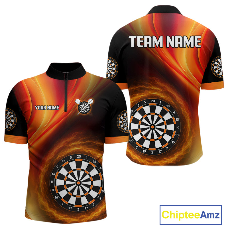 Circle Flame Dartboard Custom Orange Dart Shirt For Men, Dart Team Jerseys NYN0102