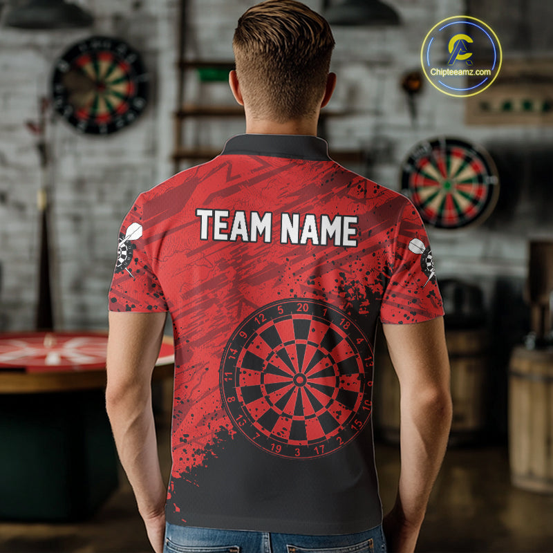 Splashed Pattern Red Dart Boards Custom Dart Shirt For Men, Dart Team Jerseys NYN0108