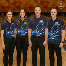 Load image into Gallery viewer, Blue Watering Bowling Ball &amp; Pins Jerseys For Men Custom Splatter Bowling Shirt Team Attire NYN3181
