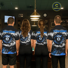 Load image into Gallery viewer, Black, White &amp; Blue Billiard 8 Ball Pool Shirt For Women Custom Butterfly Grunge Team Billiard Jersey NYN3440