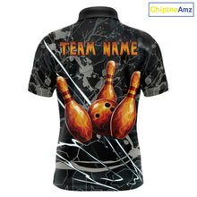 Load image into Gallery viewer, Funny Tiger Bowling Polo &amp; 1/4-Zip Shirt For Men Custom Orange Team Bowling Tournament Jersey NYN3724