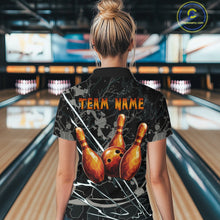 Load image into Gallery viewer, Funny Tiger Bowling Polo &amp; 1/4-Zip Shirt For Women Custom Orange Team Bowling Tournament Jersey NYN3724