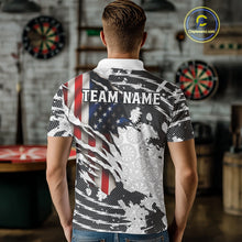 Load image into Gallery viewer, Custom Black White USA Flag Dartboard Dart Men Polo Shirt Patriotic Dart Jerseys NYN1612
