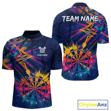 Load image into Gallery viewer, Custom Rainbow Dartboard Dart Men Quarter-Zip Shirt Colorful Vibrant Dart Jerseys NYN1614