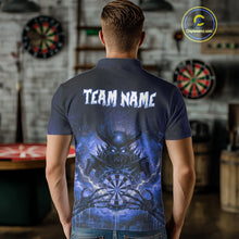 Load image into Gallery viewer, Custom Blue Flames Skeleton Grunge Dartboard Men Darts Polo Shirt Horror Dart Jerseys NYN1897