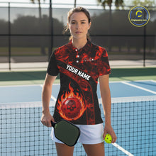 Load image into Gallery viewer, Custom Red Flaming Women Pickleball Ball 3D League Jerseys Flame Skull Pickleball Team Shirts NYN2156