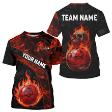 Load image into Gallery viewer, Custom Red Flaming Men Pickleball Ball 3D League Jerseys Flame Skull Pickleball Team Shirts NYN2156