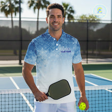 Load image into Gallery viewer, Custom Blue Ice Snowflake Pickleball Paddle Ball 3D Jerseys Men Pickleball League Shirts NYN2158