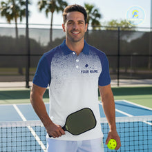Load image into Gallery viewer, Custom White And Blue Halftone Pickleball Paddle League Jerseys Men Pickleball Team Shirts NYN2164