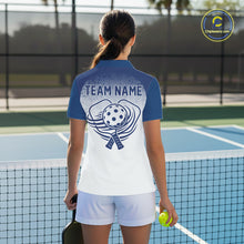 Load image into Gallery viewer, Custom White And Blue Halftone Pickleball Paddle League Jerseys Women Pickleball Team Shirts NYN2164