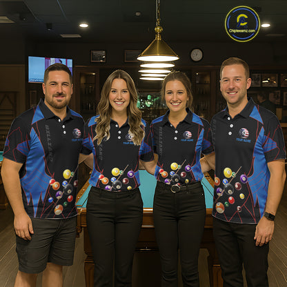 Custom US Flag 8 Ball Pool Team Shirt Personalized Women Billiard Polo & 1/4-Zip Attire Gifts NYN2417