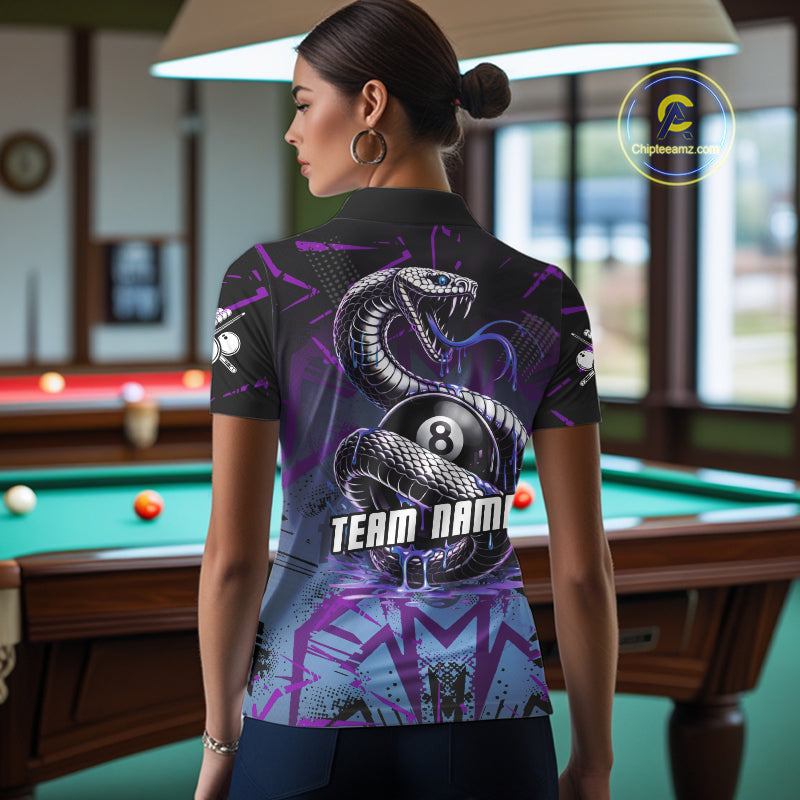 Dripping Cobra 8 Ball Pool Team Shirt Personalized Women Billiard Polo & 1/4-Zip Attire Gifts NYN2418