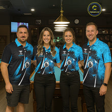 Load image into Gallery viewer, Blue Grunge 8 Ball Pool Team Shirt Personalized Women Billiard Polo &amp; 1/4-Zip Attire Gifts NYN2419