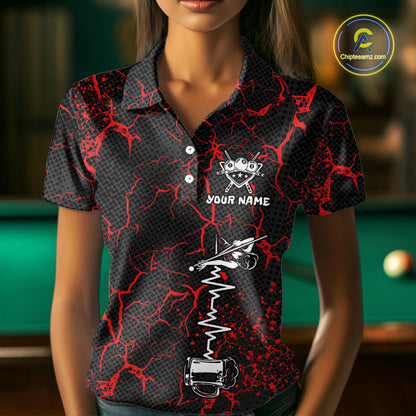Funny Beer 8 Ball Pool Team Shirt Personalized Women Billiard Polo & 1/4-Zip Attire Gifts|Red NYN2420