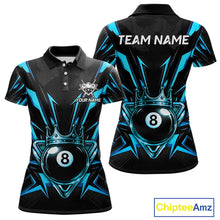 Load image into Gallery viewer, Black And Blue Crown 8 Ball Pool Polo &amp; 1/4-Zip Shirt For Women Personalized Ball Billiard Gifts NYN2424