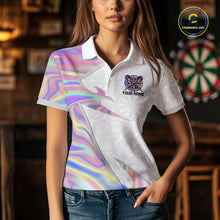 Load image into Gallery viewer, Personalized Pink Holographic Dartboard Pattern Women Darts Polo &amp; 1/4-Zip Shirts Dart Team Jerseys NYN2811