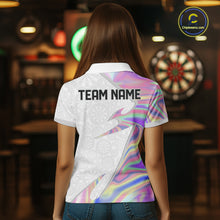 Load image into Gallery viewer, Personalized Pink Holographic Dartboard Pattern Women Darts Polo &amp; 1/4-Zip Shirts Dart Team Jerseys NYN2811
