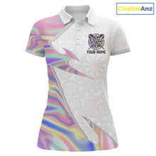 Load image into Gallery viewer, Personalized Pink Holographic Dartboard Pattern Women Darts Polo &amp; 1/4-Zip Shirts Dart Team Jerseys NYN2811