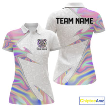 Load image into Gallery viewer, Personalized Pink Holographic Dartboard Pattern Women Darts Polo &amp; 1/4-Zip Shirts Dart Team Jerseys NYN2811
