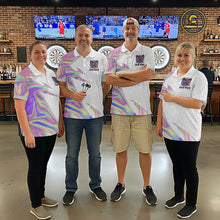Load image into Gallery viewer, Personalized Pink Holographic Dartboard Pattern Women Darts Polo &amp; 1/4-Zip Shirts Dart Team Jerseys NYN2811