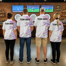 Load image into Gallery viewer, Personalized Pink Holographic Dartboard Pattern Women Darts Polo &amp; 1/4-Zip Shirts Dart Team Jerseys NYN2811