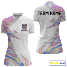 Load image into Gallery viewer, Personalized Pink Holographic Dartboard Pattern Women Darts Polo &amp; 1/4-Zip Shirts Dart Team Jerseys NYN2811