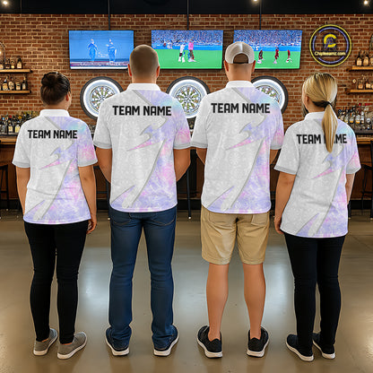 Personalized Pink-Purple Holographic Dartboard Women Darts Polo & 1/4-Zip Shirts Dart Team Jerseys NYN2813