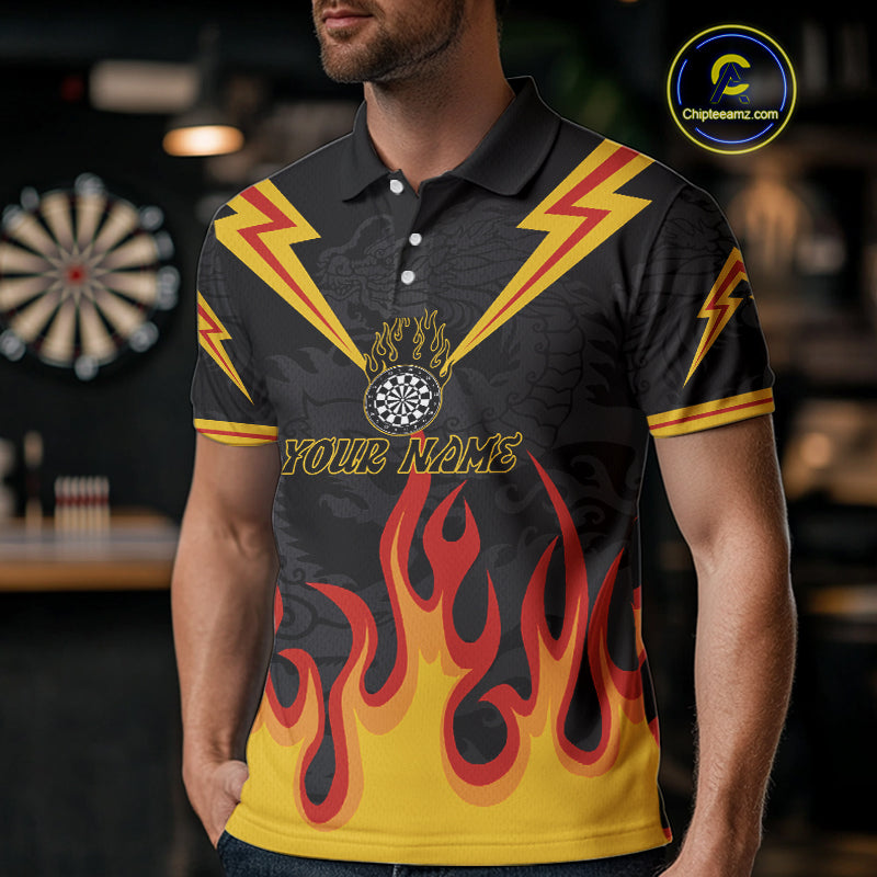 Dragon Flame Pattern Dartboard Custom Dart Shirt For Men, Dart Team Jerseys NYN0234