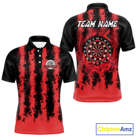 Red Flames Arround Dartboards Custom Dart Shirt For Men, Dart Team Jerseys NYN0236