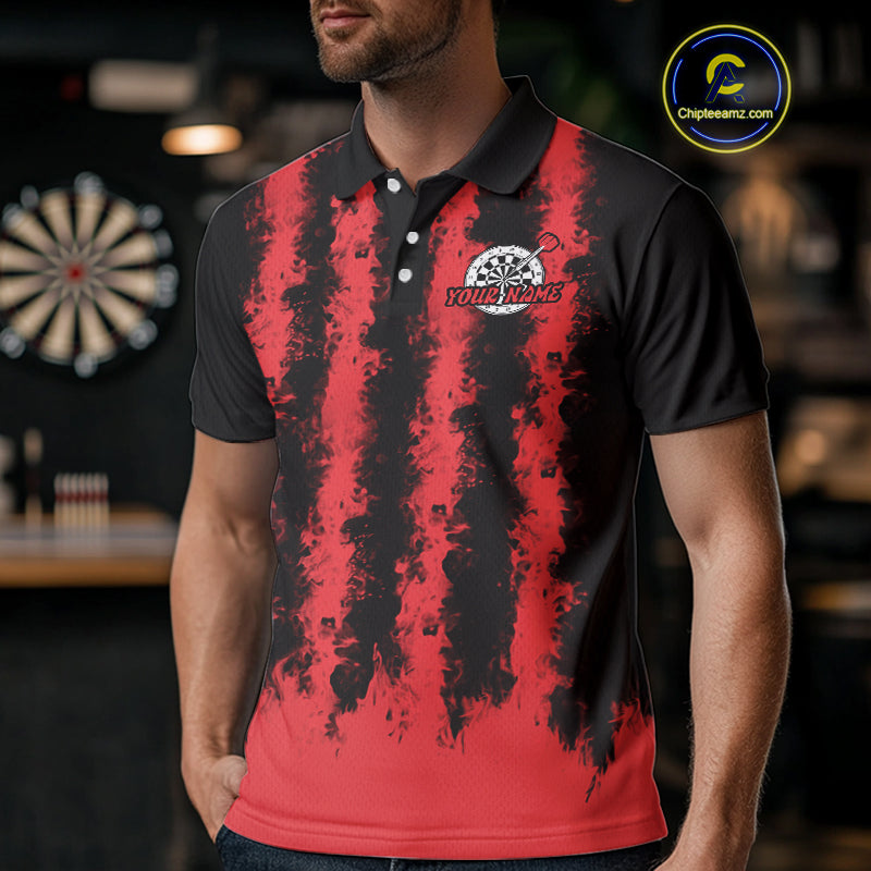 Red Flames Arround Dartboards Custom Dart Shirt For Men, Dart Team Jerseys NYN0236