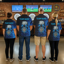 Load image into Gallery viewer, Custom Blue Dripping Skull Darts Polo Shirt For Men Fire Flame Skull Dart League Jerseys NYN2173