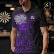 Load image into Gallery viewer, Custom Purple Dripping Skull Darts Polo Shirt For Men Fire Flame Skull Dart League Jerseys NYN2174
