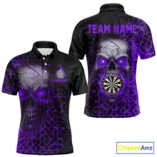 Load image into Gallery viewer, Custom Purple Dripping Skull Darts Polo Shirt For Men Fire Flame Skull Dart League Jerseys NYN2174