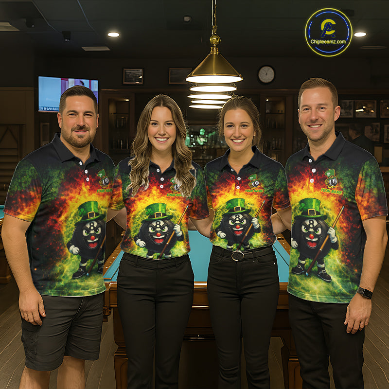 Red & Green Shamrock Thunder Funny Pool 8 Ball Men Billiard Shirt Personalized Balls Billiard Shirts NYN2653