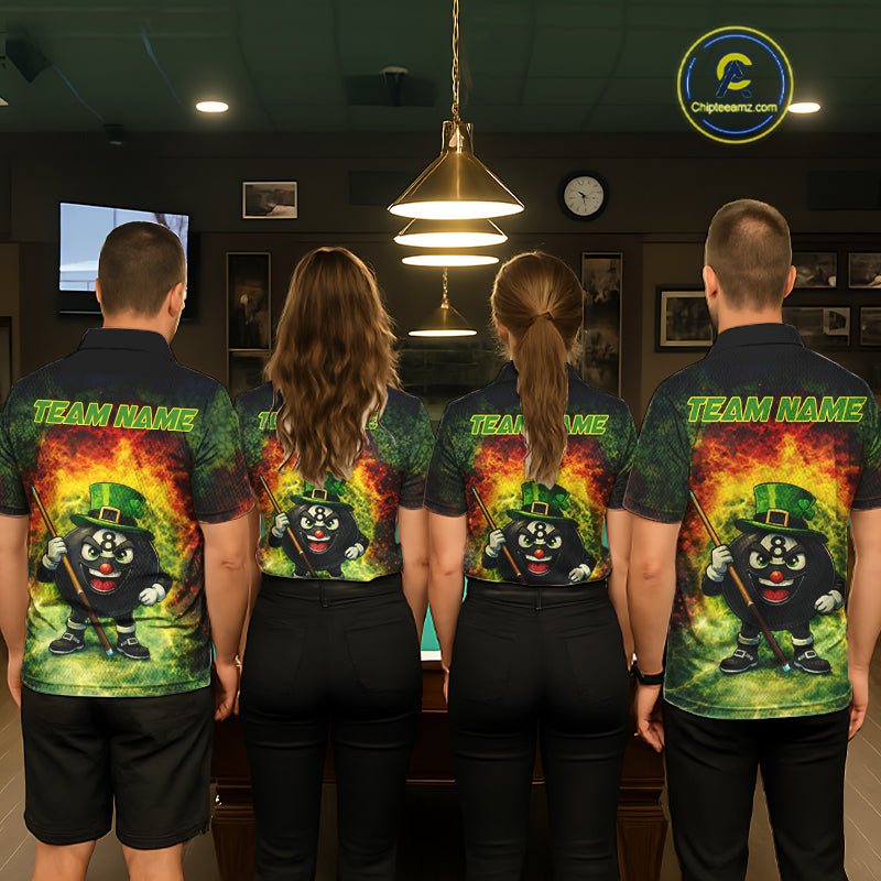 Red & Green Shamrock Thunder Funny Pool 8 Ball Men Billiard Shirt Personalized Balls Billiard Shirts NYN2653
