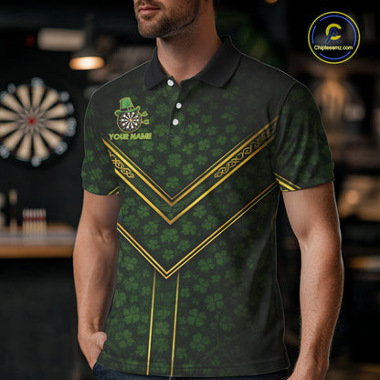 Funny Smoking Dartboard St Patrick's Day Darts Polo Shirt For Men Custom Dart League Shirt NYN2656