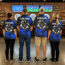 Load image into Gallery viewer, Personalized Black &amp; Grunge Crown Blue Funny Bull Cracked Darts Shirts For Women Dart Team Jerseys NYN2817