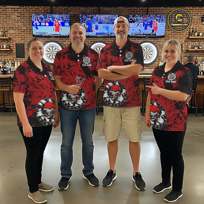 Personalized Black & Grunge Red Funny Cool Dog Cracked Darts Shirts For Women Dart Team Jerseys NYN2818