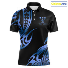 Load image into Gallery viewer, Custom Black &amp; Light Blue Dartboard &amp; Arrow Darts Polo &amp; 1/4-Zip Shirts For Men Dart Team Jerseys NYN2820