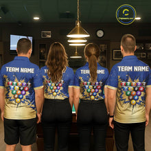 Load image into Gallery viewer, Gold Blue Splatter Billiard Custom Men Billiard Polo &amp; 1/4-Zip Shirts Pool Billiard Team Jerseys NYN3013