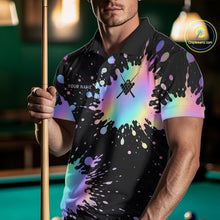 Load image into Gallery viewer, Holographic Rainbow Pool Billiard Shirts For Men Custom Flame 8 Ball Pool Billiard Team Jerseys NYN3016