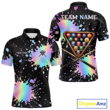 Load image into Gallery viewer, Holographic Rainbow Pool Billiard Shirts For Men Custom Flame 8 Ball Pool Billiard Team Jerseys NYN3016