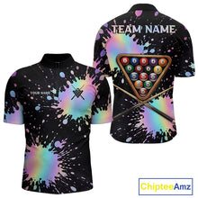 Load image into Gallery viewer, Holographic Rainbow Pool Billiard Shirts For Men Custom Flame 8 Ball Pool Billiard Team Jerseys NYN3016