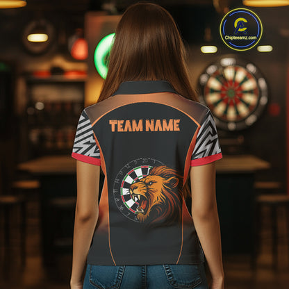 Orange Lion Dartboard Dart Shirts Custom Dart Team Shirt For Women, Dart Jerseys NYN0242