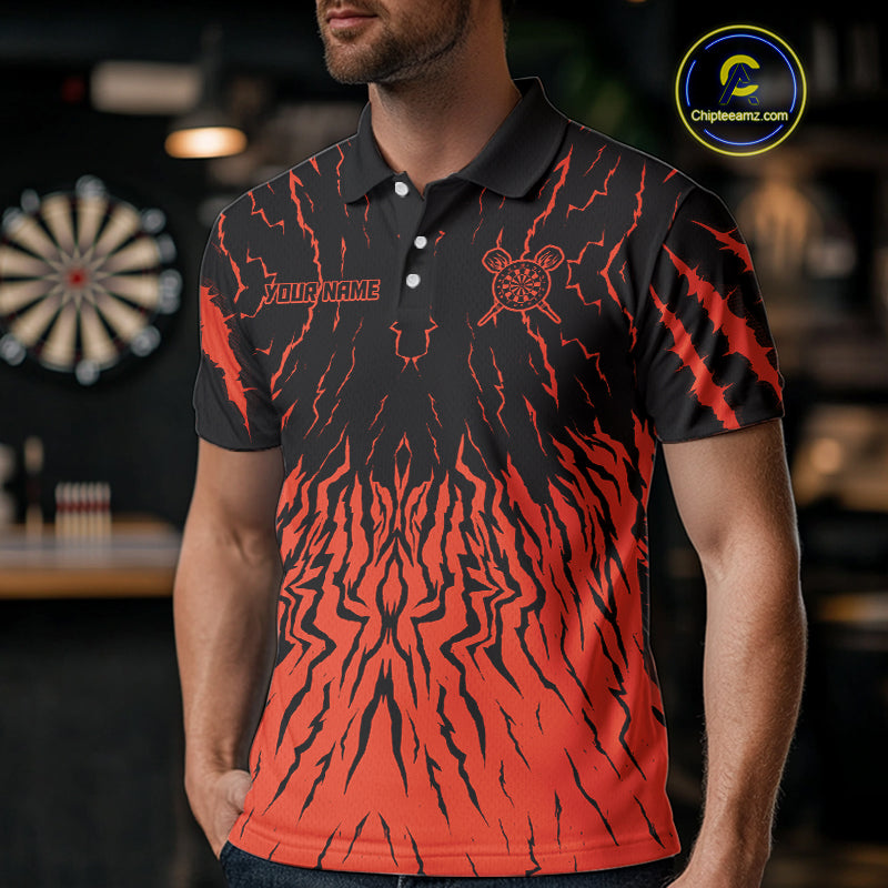 Vibrant Red-Orange Wolf Dart Arrow Shirt Custom Dart Shirt For Men, Dart Jerseys NYN0243