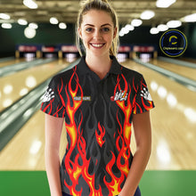 Load image into Gallery viewer, Personalized Funny Cat Firefighter Fire Flame Women Bowling Shirt Custom Team Shirts For Bowlers NYN3191