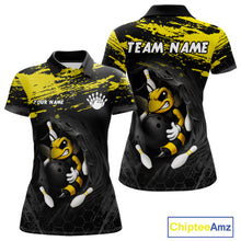 Load image into Gallery viewer, Custom Angry Bee Bowling Shirt Funny Bowling Team League Yellow Grunge Bowling Jersey For Women NYN3193