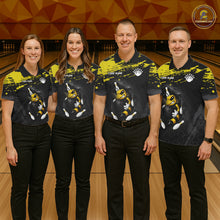 Load image into Gallery viewer, Custom Angry Bee Bowling Shirt Funny Bowling Team League Yellow Grunge Bowling Jersey For Women NYN3193