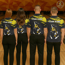 Load image into Gallery viewer, Custom Angry Bee Bowling Shirt Funny Bowling Team League Yellow Grunge Bowling Jersey For Women NYN3193