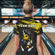 Load image into Gallery viewer, Custom Angry Bee Bowling Shirt Funny Bowling Team League Yellow Grunge Bowling Jersey For Women NYN3193